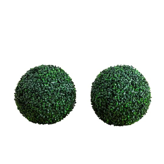 12in. UV Resistant Artificial Boxwood Ball (Indoor/Outdoor) - Set of 2